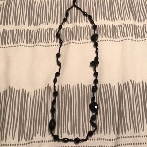 Long Black Ribbon and Bead Neckalace